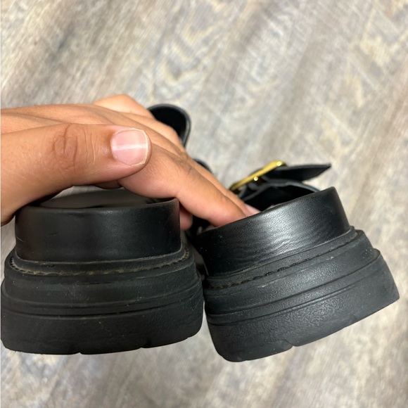 Cole Haan Black Slide Sandals with Gold Buckle - Picture 3 of 12